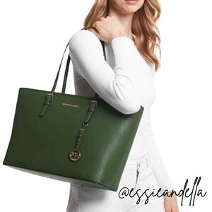 Michael Kors Jet Set Travel Tote Green/Gold